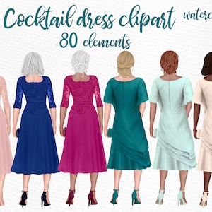 Cocktailkleider Clipart: "PARTY KLEID CLIPART" Hochzeit Clipart Brautkleider Brautkleider Brautjungfernkleider Cusomizable Clipart