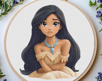 Princess Cross Stitch Pattern Pdf: "FAIRYTALE CROSS STITCH" Pocahontas Cross Stitch Princess Embroidery Cartoon Characters cross stitch