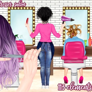 Clipart parrucchiere: "HAIRSTYLIST CLIPART" Parrucchiere Clipart Estetista Clipart Planner ragazza clipart Bellezza Fashion Girl Sublimation Pod