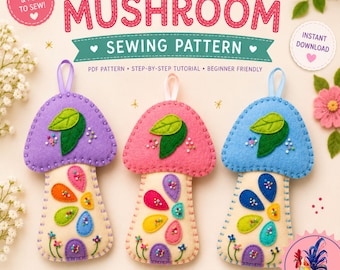 Pilz Haus aus Filz, PDF Anleitung, Filz Pilz Haus, Pilz Plüsch Ornament Anleitung, Cottagecore Filz Dekor, Waldkindergarten DIY, Anfänger Filz Handwerk