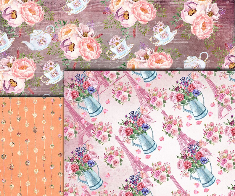 Floral watercolor papers FLORAL PATTERN Printable Floral Decoupage papers Floral Background Wedding papers DIY invites Wedding invites
