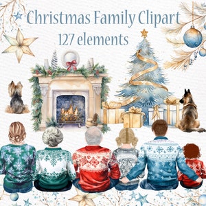 Weihnachten Familie Clipart: "FAMILY CLIPART" Weihnachtsbecher Passende Pullover Familie Weihnachten Eltern und Kinder Großeltern Clipart Hund Png