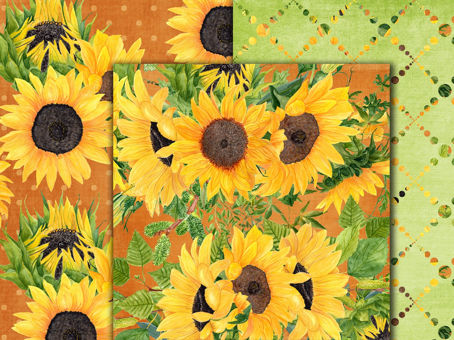 Sunflower Digital Papers sunflower Backgrounds Etsy