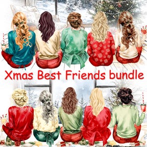 Weihnachtscliparts: WEIHNACHTEN BESTE FREUNDE Beste Freunde Pyjamas Weihnachtsparty Clipart Pyjama Party Clipart Weihnachten Clipart Weihnachten Clipart