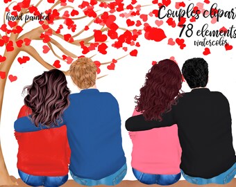 Couples Clipart: "VALENTINES COUPLES" Valentine's day Boyfriend Girlfriend Couple portrait Engagement clipart Love clipart Sublimation Mug