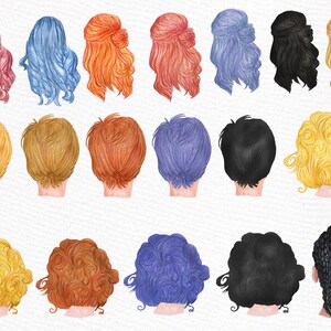 Graduation Clipart: "GRADUATING GIRLS" Watercolor girls Graduation Hat Graduation Toga Planner Stickers Hair Styles Grad College Senior image 4