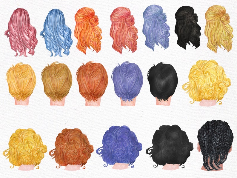 Graduation Clipart: "GRADUATING GIRLS" Watercolor girls Graduation Hat Graduation Toga Planner Stickers Hair Styles Grad College Senior image 4