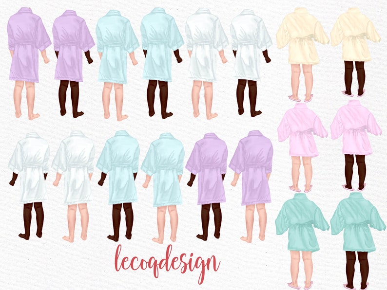 JUNIOR BRIDESMAID Wedding robes clipart Wedding clipart Little Girls clipart DIY invite wedding flower girls in robes Flower girl clipart
