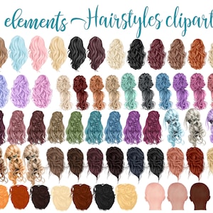 Hairstyles clipart: &quot;GIRLS CLIPART&quot; Custom hairstyles Long hair Girls hair clipart Planner Clipart Fashion hairstyles Black Hair Clipart
