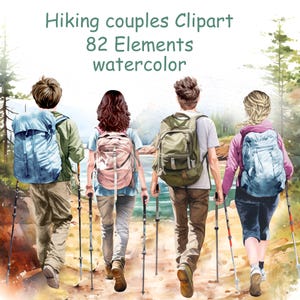 Cliparts: "PAAR WANDERN CLIPART" Abenteuer Clipart Reise Clipart Outdoors Clipart Urlaub Clipart Berglandschaft Menschen Clipart