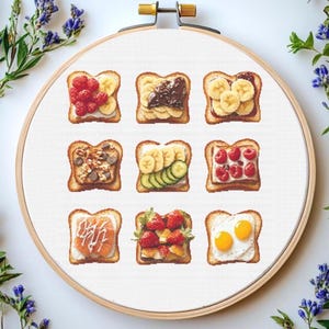 Toast-kruissteekpatroon: voedselborduurontwerp (pdf-patroon)