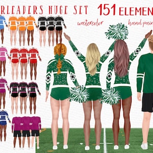 Cheerleader Bundle Clipart: "GIRLS CLIPART" Junge Männliche Cheerleader Best Friends Sport Team Cheerleader Uniformen Schule Sublimation Png