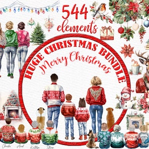 Mega Christmas Bundle Clipart: &quot;CHRISTMAS FAMILY BUNDLE&quot; Big Clipart Bundle Christmas Bundle Png Christmas Tree Png Big Family Clipart Diy