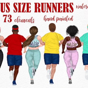 Runners Plus Size clipart: &quot;RUNNING PEOPLE&quot; Marathon clipart Plus size people Fitness clipart Sport clipart Workout clipart Runner clipart