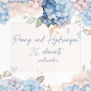 アジサイの花のクリップアート: 「アジサイの花束 PNG」 水彩画の花 結婚式の招待状 花のボーダー 既製のボーダー アジサイの花輪