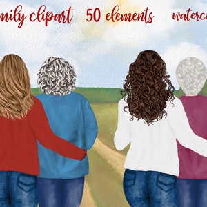 Mutter und Tochter Clipart: "GRANDMOTHER CLIPART" Muttertag Clipart Aquarell Menschen Familie Clipart Beste Freunde Herbst landschaft