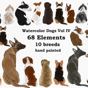 Chien Clipart: "WATERCOLOR DOGS" Chien races Pet clipart Chiots clipart Chien pour mug Dog graphiques Dog Bundle Dog Illustrations Dog lovers gift