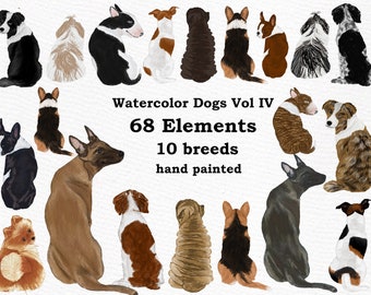 Dog Clipart: &quot;WATERCOLOR DOGS&quot; Dog breeds Pet clipart Puppies clipart Dog for mug Dog graphics Dog Bundle Dog Illustrations Dog lovers gift