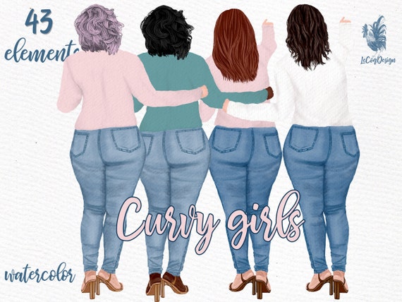 Clipart de chicas de talla grande: CURVY GIRLS | Etsy España