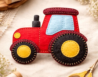 Filz Traktor Nähen Muster PDF, Bauernhof Traktor Plüsch Anleitung, DIY Filzspielzeug Muster, Kinder Bauernhof Dekor, handgemachte Traktor Vorlage