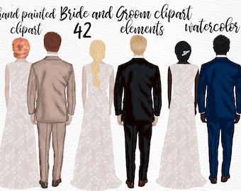 Bride and Groom clipart: "WEDDING CLIPART" Wedding illustrations Bridal Planner Wedding Invitation Men in suit Wedding Accessories hairstyle