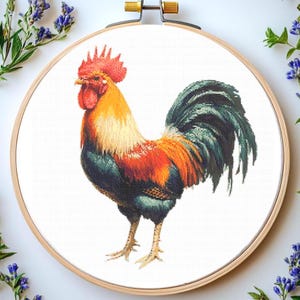 Rooster Cross Stitch Pattern: Rustic Farmhouse Chicken (PDF Pattern)