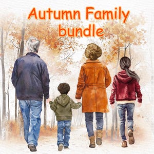 Familie Clipart Bündel: "GRANDPARENTS CLIPART" Herbst Clipart Großeltern mit Kindern Herbst Landschaft Png Anpassbare Familien Porträt Herbst Png