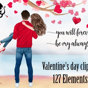 Clipart de parejas de San Valentín: "CLIPART DEL DÍA DE SAN VALENTÍN" Clipart de amor Novio Novia Amor Taza diseños Sublimación Png Compromiso clipart