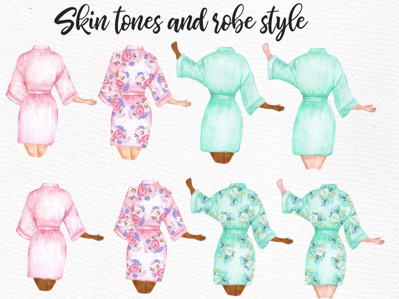 Brautjungfern Clipart: "WEDDING ROBES CLIPART" Junggesellinnenabzug Party Brautparty Einladung Diy Brautjungfern Geschenk BrautStamm Clipar Bild 3