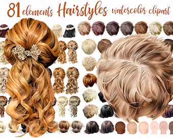 Kids Hairstyles Clipart: Watercolor Hair Graphics (Digital Download)