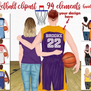 Clipart del jugador de baloncesto: "BASKETBALL CLIPART" Gráficos de baloncesto Camisetas de baloncesto Deportes Clipart Sports Team Clipart Sublimación Png