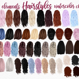 Coiffures clipart: "GIRLS CLIPART" Coiffures personnalisées cheveux longs Filles cheveux clipart Clipart Coiffures de mode Black Hair Clipart