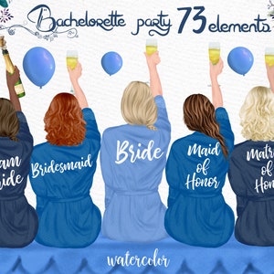 Brautjungfern Clipart: "WEDDING ROBES CLIPART" Junggesellinnenabzug Brautparty Brautparty Einladung Diy Brautjungfern Geschenk Brautstamm