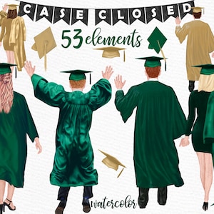 Graduación Clipart: "ESTUDIANTES GRADUADOS" Graduado Felicitaciones Graduación Toga Sombrero Graduación Boy Grad College Senior Femenino Mejor Amigo