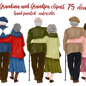 Imágenes prediseñadas de abuelos: "ABUELO Y ABUELA" Padres ancianos Clipart Creador de retratos Clipart Diseño de sublimación de imágenes prediseñadas Familia Pareja de ancianos Png