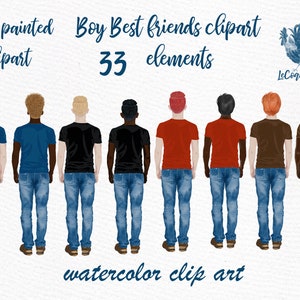 Männlicher Clipart: "MEN FIGURES CLIPART" Watercolor Clipart Boy Frisur Fathers Tag Clipart Clipart Boy Best friends Boyfriend Clipart