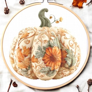 Pumpkin Cross Stitch Pattern Pdf: &quot;THANKSGIVING CROSS STITCH&quot; Counted cross stitch Halloween pattern Harvest cross stitch Pumpkin embroidery