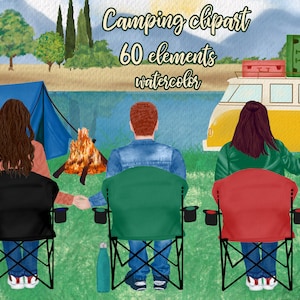 Imágenes prediseñadas de camping: "CAMPING CHAIRS" People outdoor Camp Graphics Outdoor clipart Personalizable clipart Best Friends Travel clipart Camper regalos
