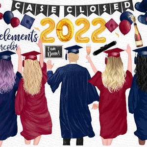 Clipart de graduación: "ESTUDIANTES QUE SE GRADÚAN" Graduado Felicidades Graduación Toga Hat Graduación Boy Grad College Senior Masculino Femenino Mejor Amigo