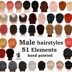 Mannelijke kapsels clipart: "MANNEN HAAR CLIPART" Bold Man kapsel Custom Kapsels Jongens kapsel Zwarte man kapsel Mannen mode clipart
