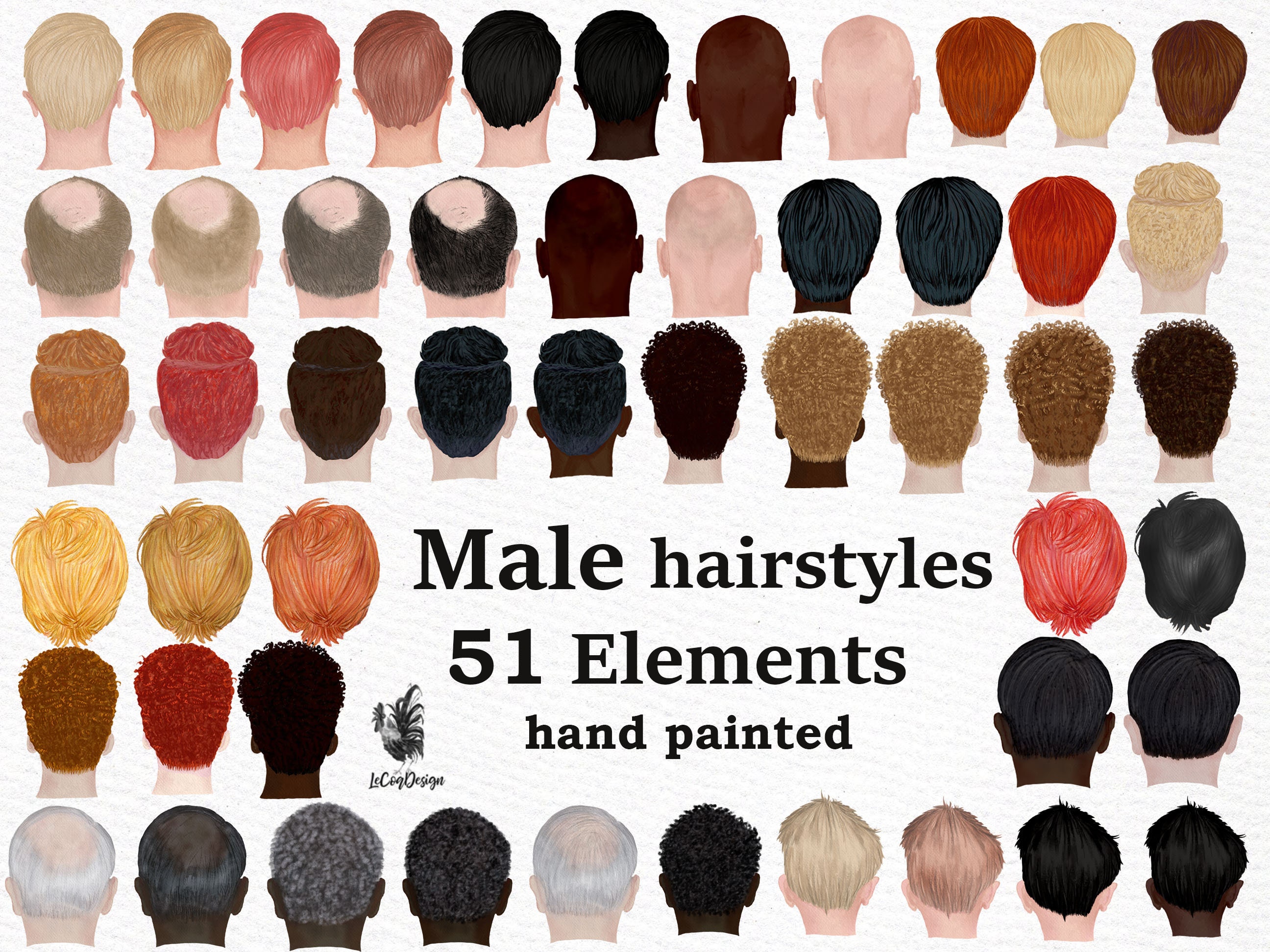 Male Hairstyles Clipart: men HAIR Clipart Bold Man - Etsy Male Hairstyles Clipart: men HAIR Clipart Bold Man - Etsy