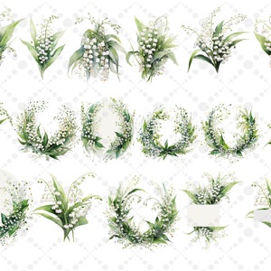 Lily of the Valley Clipart: "spring FLOWERS Clipart" Watercolor Lily of ...