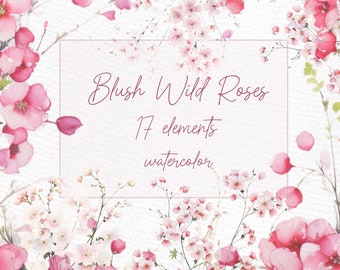 Watercolor Roses Clipart: Blush Pink Floral Wreaths (PNG Digital Download)