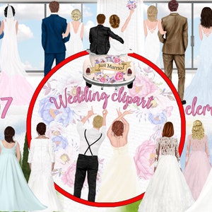 Clipart sposa e sposo: "WEDDING BUNDLE CLIPART" Abito da sposa Uomini in abito Clipart sposo Illustrazione della sposa Abiti da sposa Taglie forti