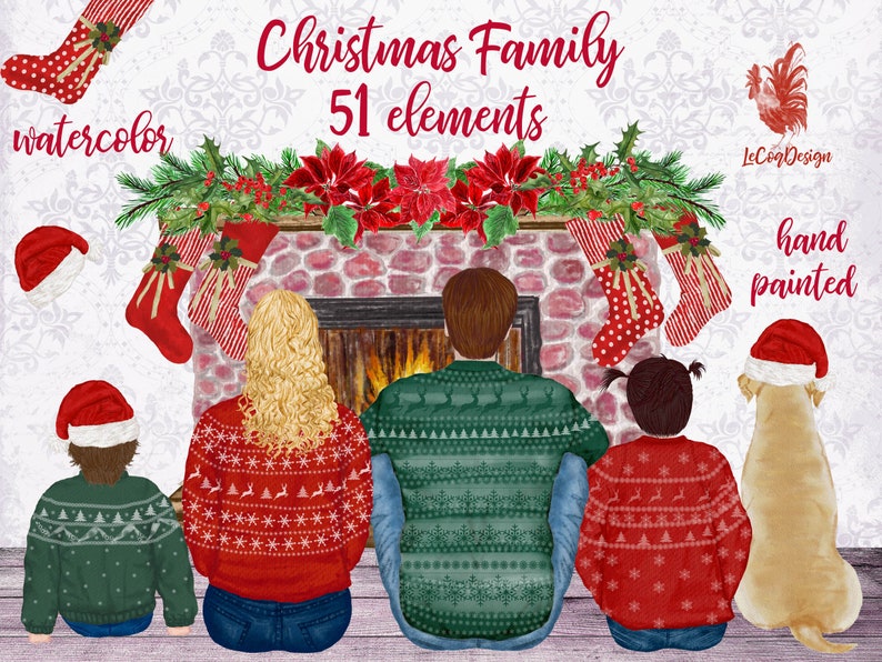 Christmas Family Clipart: family Clipart Family - Etsy