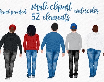 Man clipart: "MALE CLIPART" Large man clipart Plus size man Boys clipart Male hairstyles Sport man clipart Custom Men clipart Boyfriend png