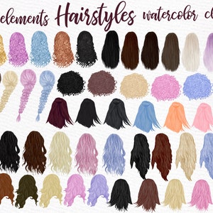 Hairstyles  clipart: &quot;GIRLS CLIPART&quot; Custom hairstyles Long hair Girls hair clipart Planner Clipart Sticker clipart Black Hair Clipart