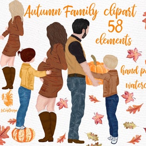 Clipart famille: « PREGNANT WOMEN IMAGE » Hommes avec barbe Père Mère Enfants Automne Famille Automne clipart Citrouille Png Fall quitte fille enceinte