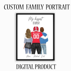 Retrato personalizado de jogadores de futebol: "RETRATO DE FAMÍLIA PERSONALIZADO" Jogador de futebol Família Esportes Impressão digital Presente de jogador de futebol