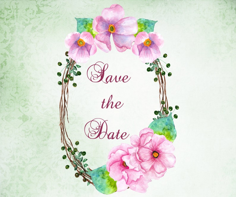 Watercolour flowers clipart FLORAL WREATHS pink flowers peony clipart wedding clipart DIY invite greeting card floral clipart handpainted